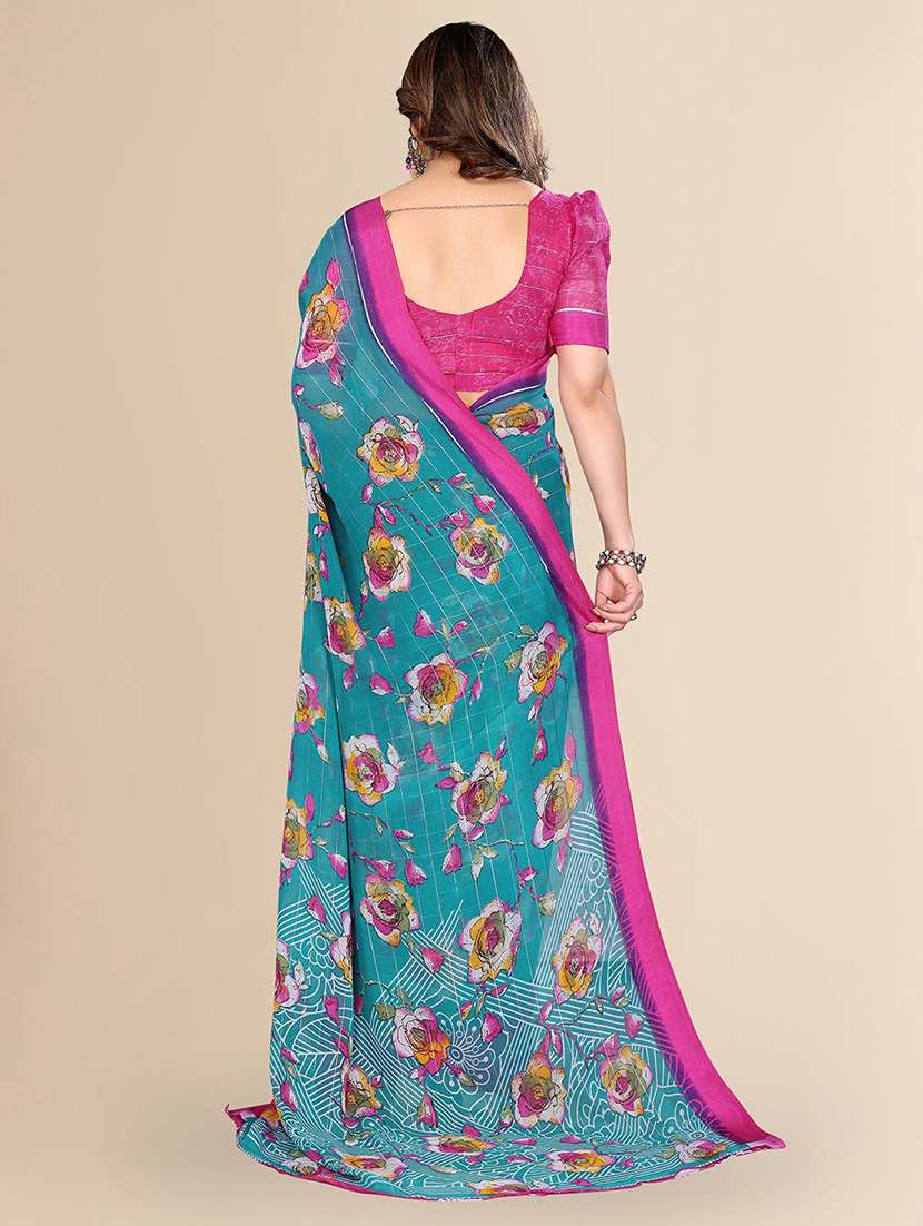 women printed casual wear saree with blouse - 22100389 -  Standard Image - 2