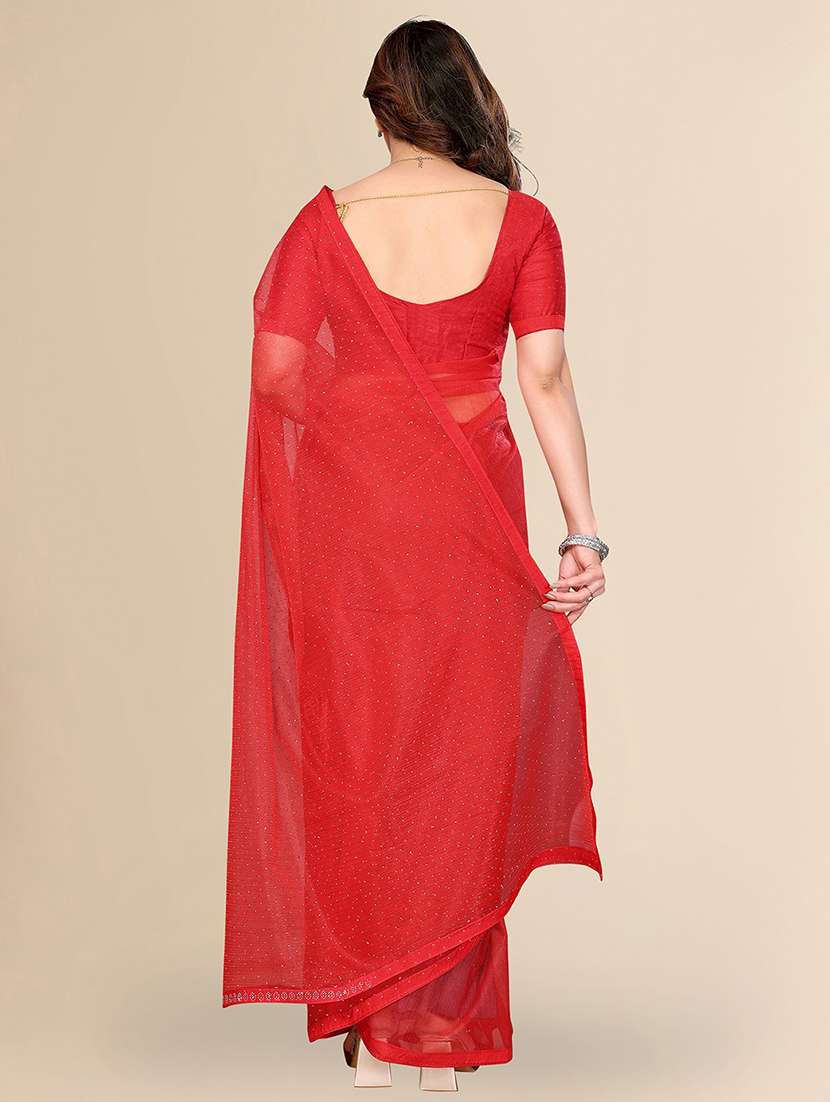 women solid with work embellished saree with blouse - 22100413 -  Standard Image - 2