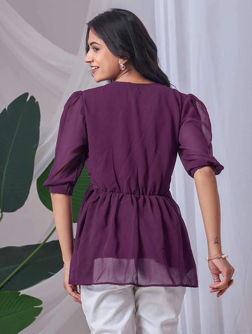 women embroidered v neck ethnic top - 22100794 - Standard Image - 2