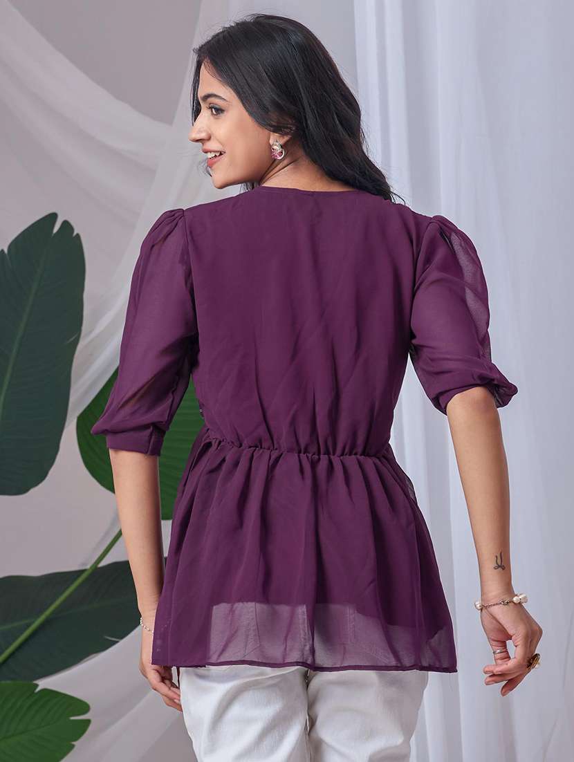 women embroidered v neck ethnic top - 22100802 - Standard Image - 2