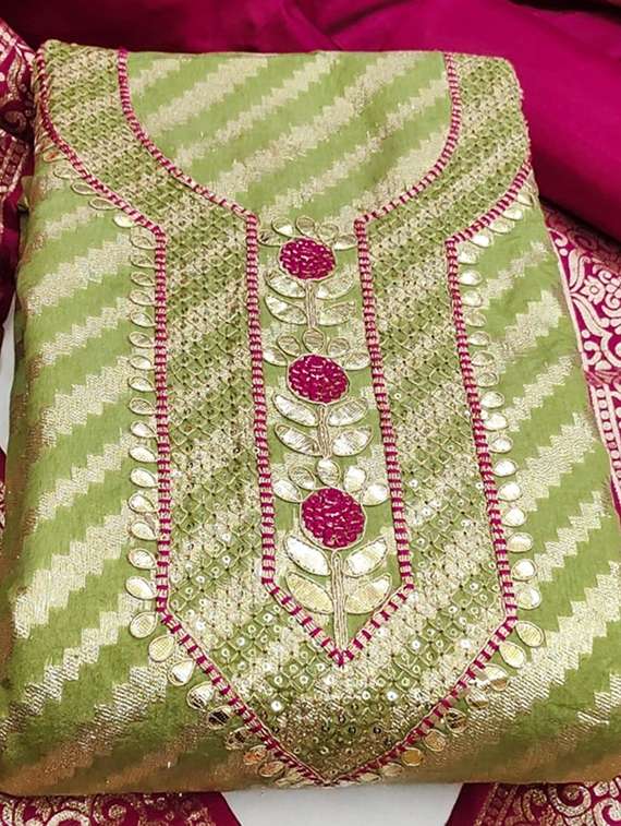 women self design embroidered unstitched suit set - 22100830 - Standard Image - 2