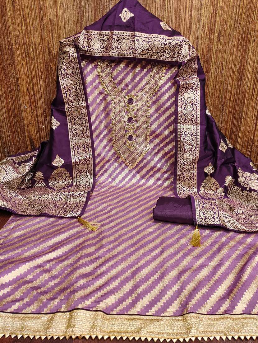 women self design embroidered unstitched suit set - 22100831 - Standard Image - 2