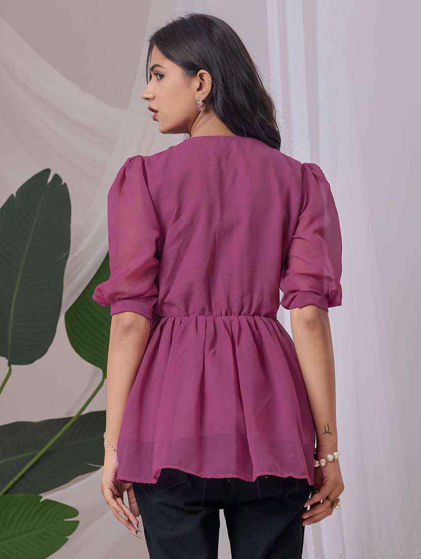 women embroidered v neck ethnic top - 22100849 -  Standard Image - 2