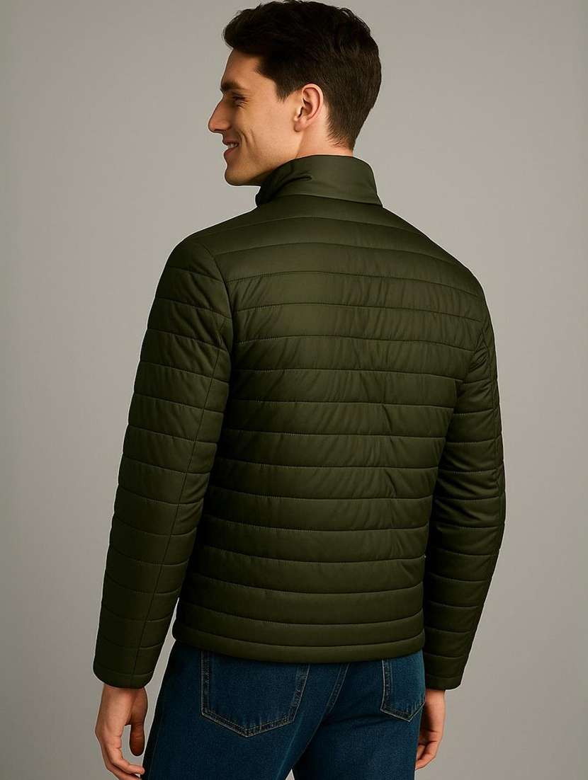olive polyester quilted & puffer jacket - 22100869 -  Standard Image - 2