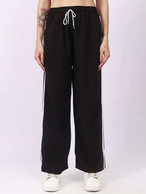 black polyester regular track pants - 22100913 -  Standard Image - 0