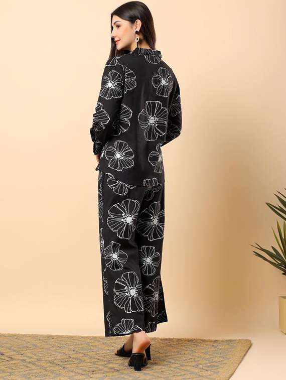 women floral long sleeve shirt & trouser co-ord set - 22100949 - Standard Image - 2