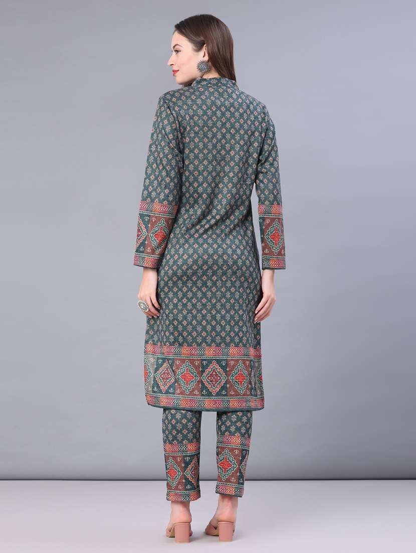 women printed long sleeve kurta pant with dupatta set - 22101040 -  Standard Image - 2