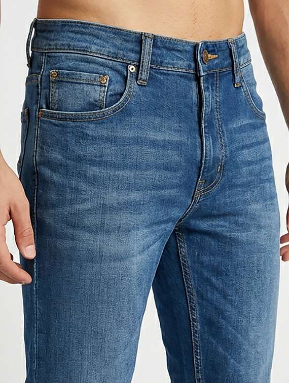 men solid mid rise sim fit jeans - 22101090 -  Standard Image - 2