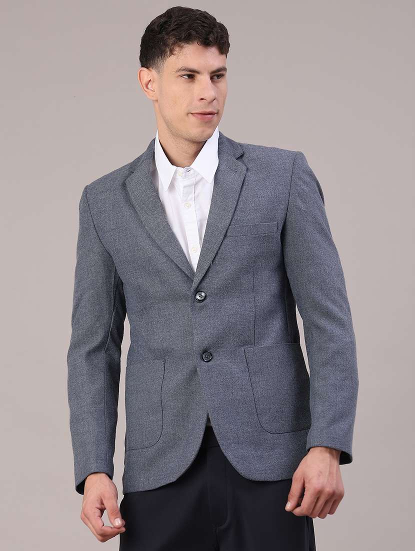 men self design lapel collar single breasted casual blazer - 22101104 -  Standard Image - 2