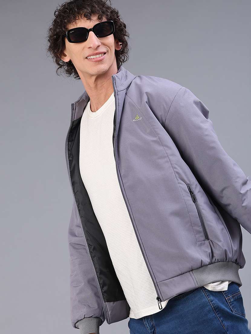 men solid long sleeve lightweight bomber jacket