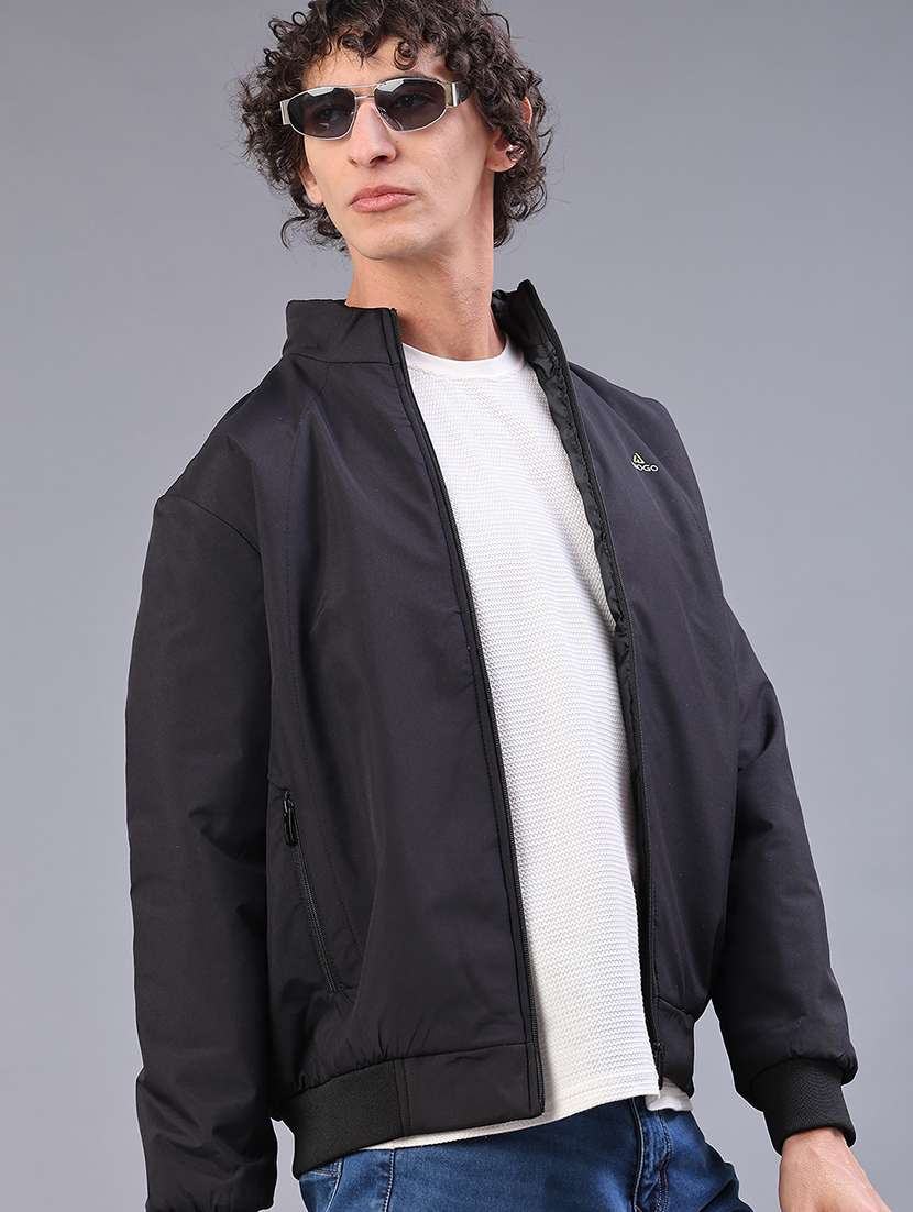 men solid long sleeve lightweight bomber jacket