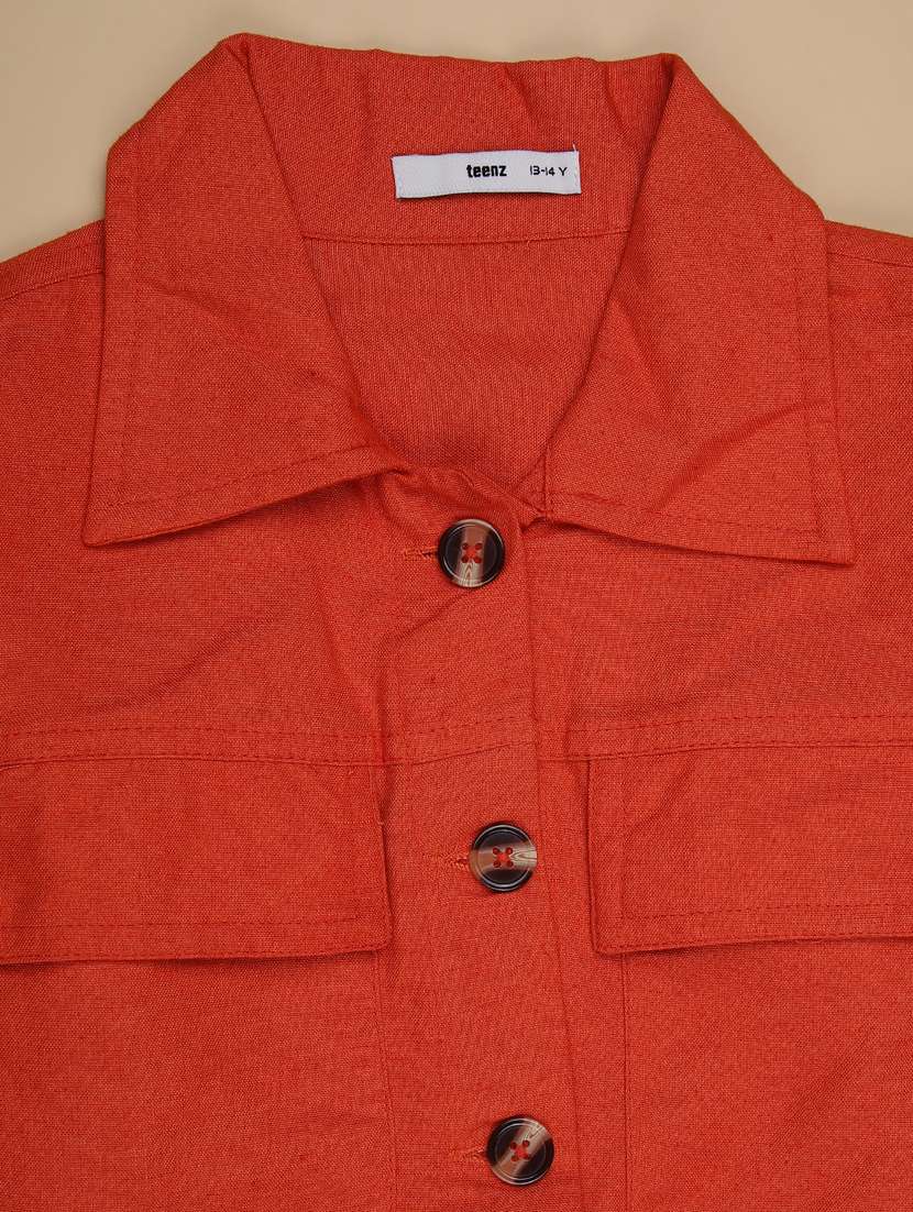 girls solid bell sleeve collared shirt - 22101354 -  Standard Image - 2
