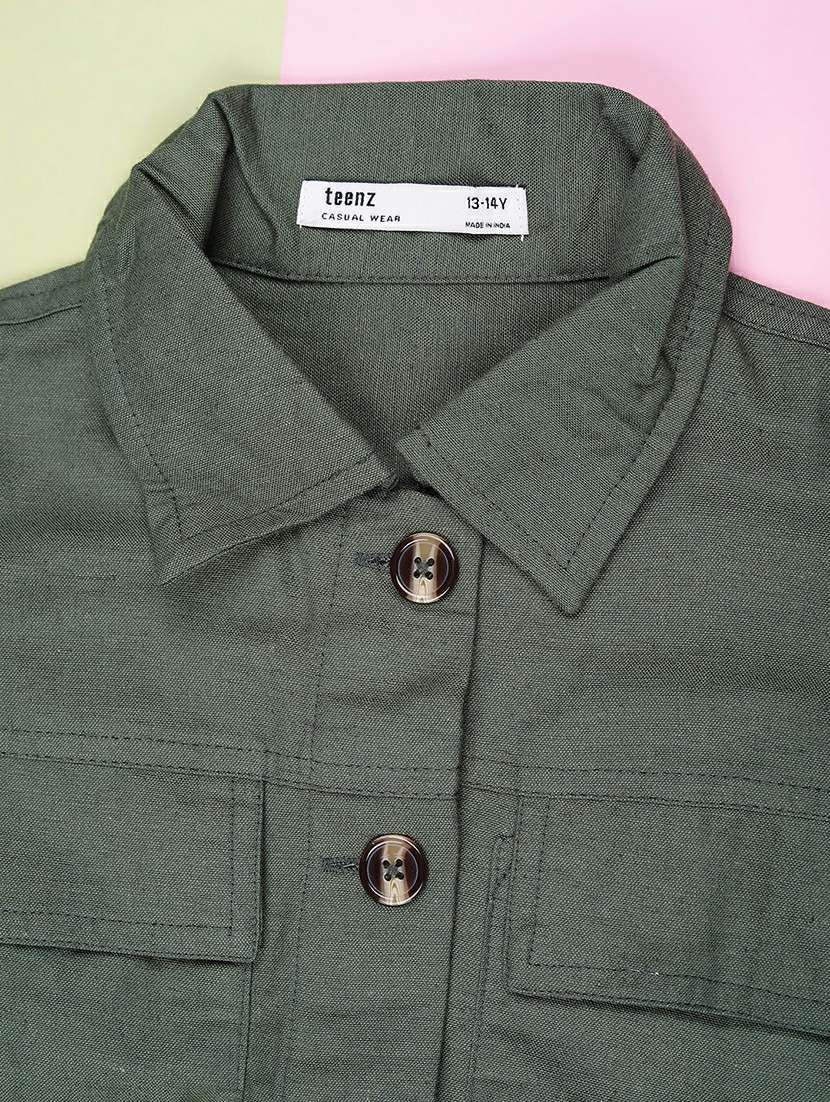 girls solid bell sleeve collared shirt  - 22101355 -  Standard Image - 2