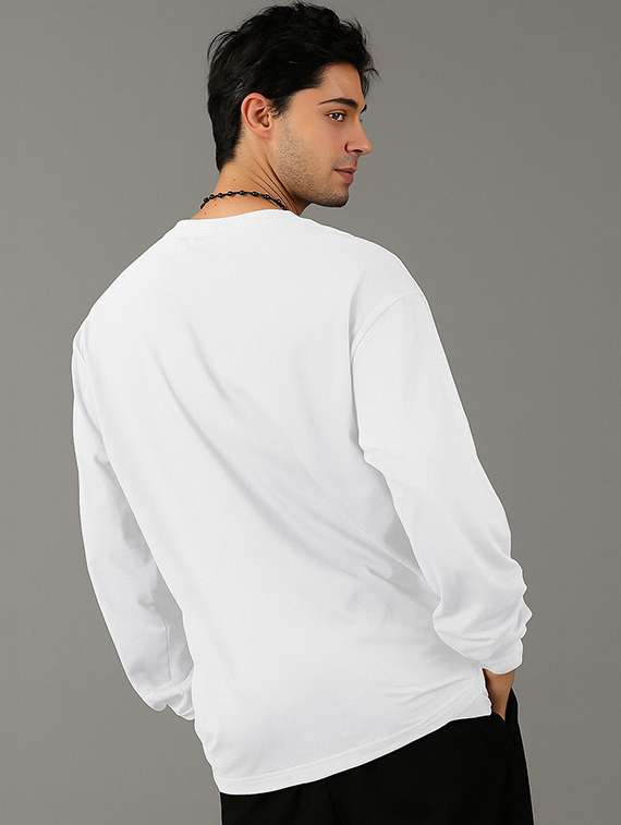 men solid long sleeve oversized t-shirt - 22101431 -  Standard Image - 2