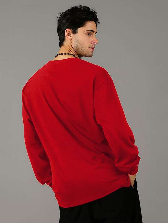 men solid long sleeve oversized t-shirt - 22101432 -  Standard Image - 2
