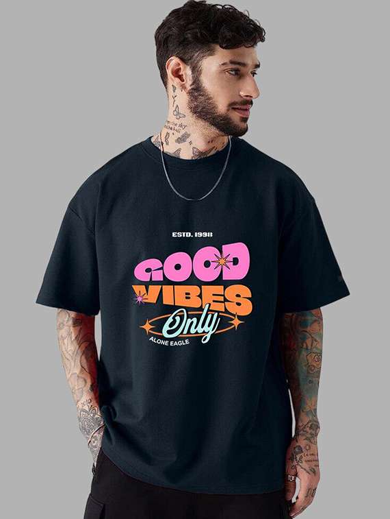 men front print short sleeve oversized t-shirt