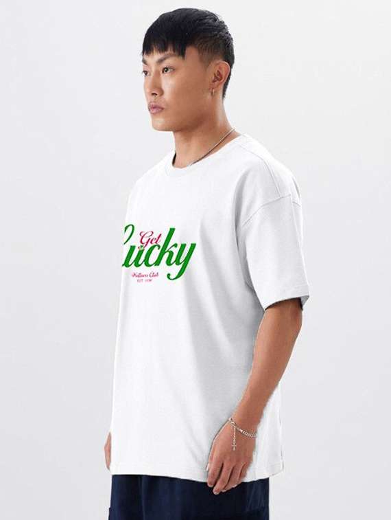 men chest print short sleeve oversized t-shirt