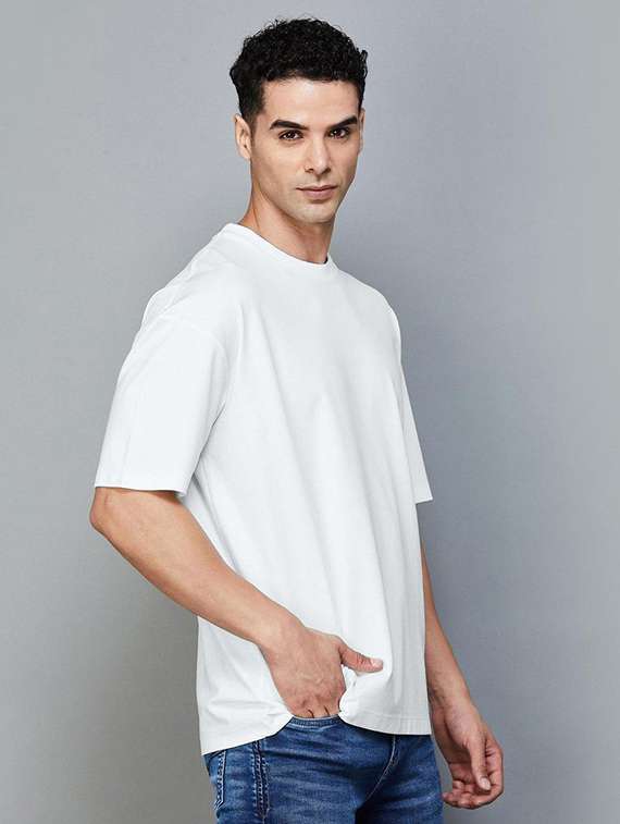 men solid short sleeve oversized t-shirt - 22101458 -  Standard Image - 2
