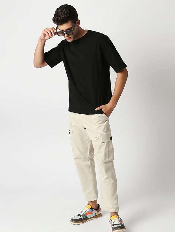 men solid short sleeve oversized t-shirt - 22101470 - Standard Image - 2
