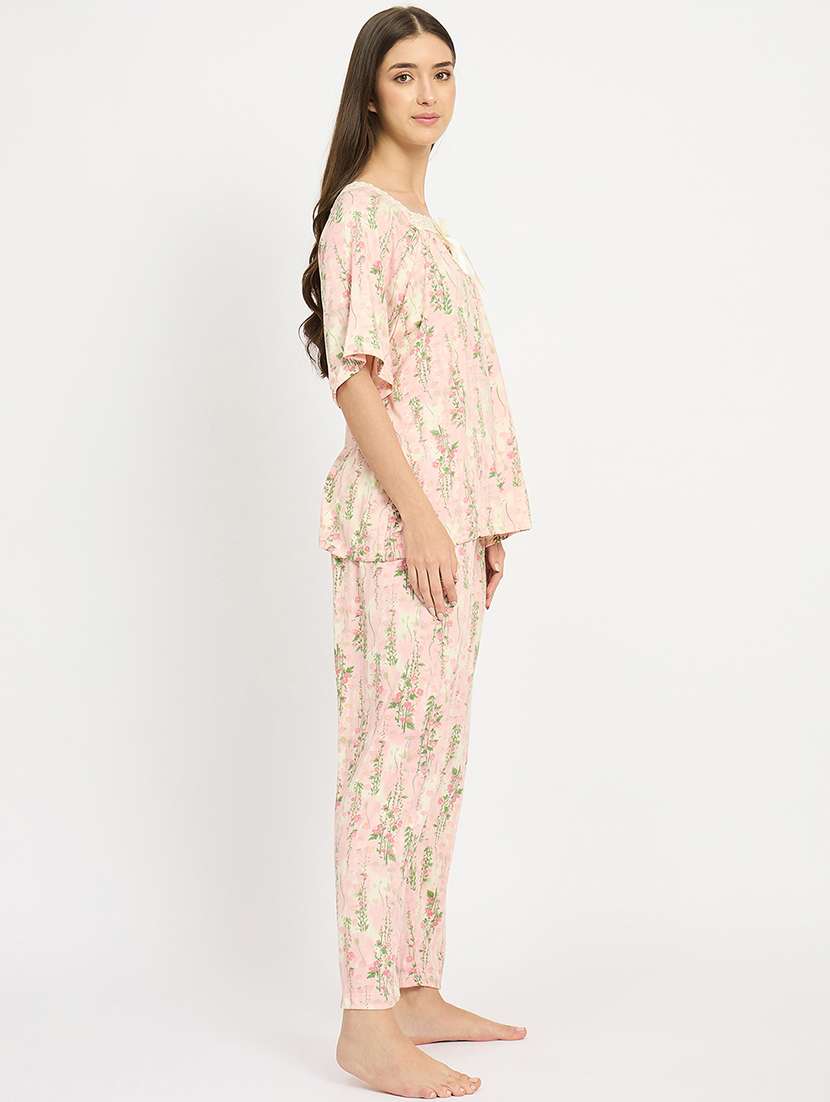 women printed nightwear pyjama set - 22101511 -  Standard Image - 2