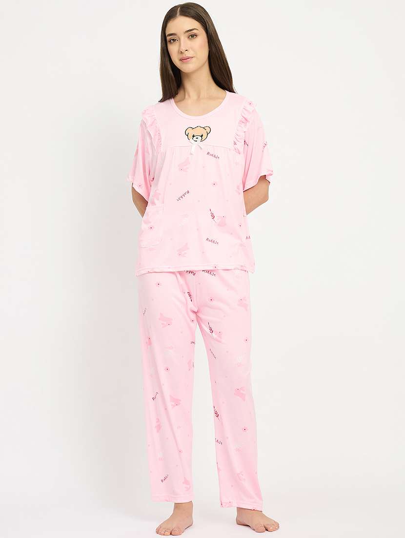 women printed nightwear pyjama set