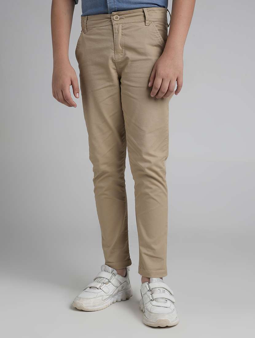 boys solid mid rise chinos