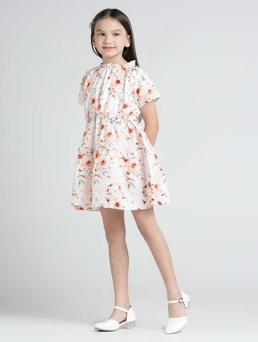 girls floral print puff sleeve tiered dress - 22101528 -  Standard Image - 2
