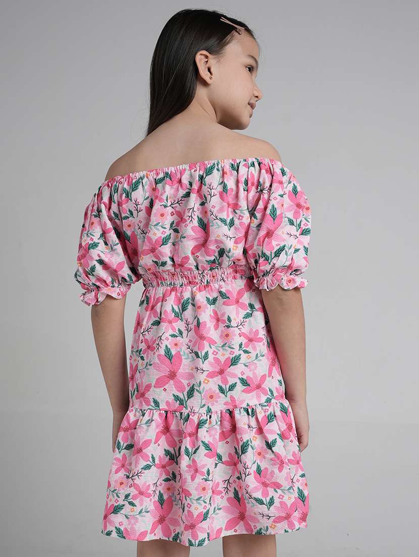 girls floral print off shoulder tiered dress - 22101529 -  Standard Image - 2