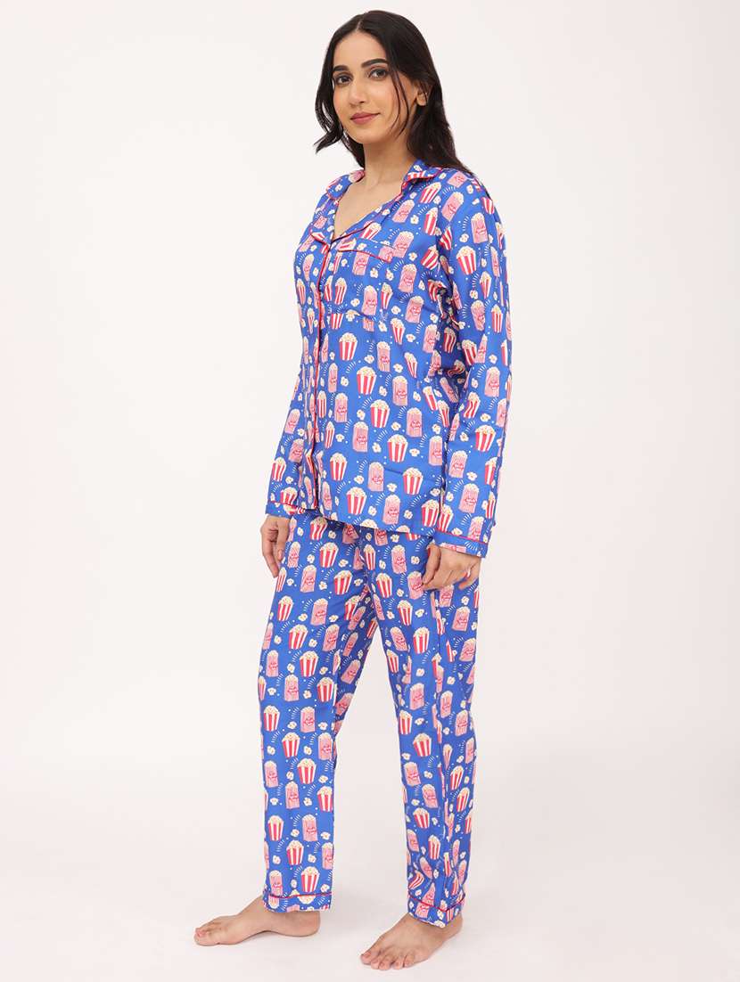 women printed long sleeve nightwear pyjama set - 22101534 -  Standard Image - 2