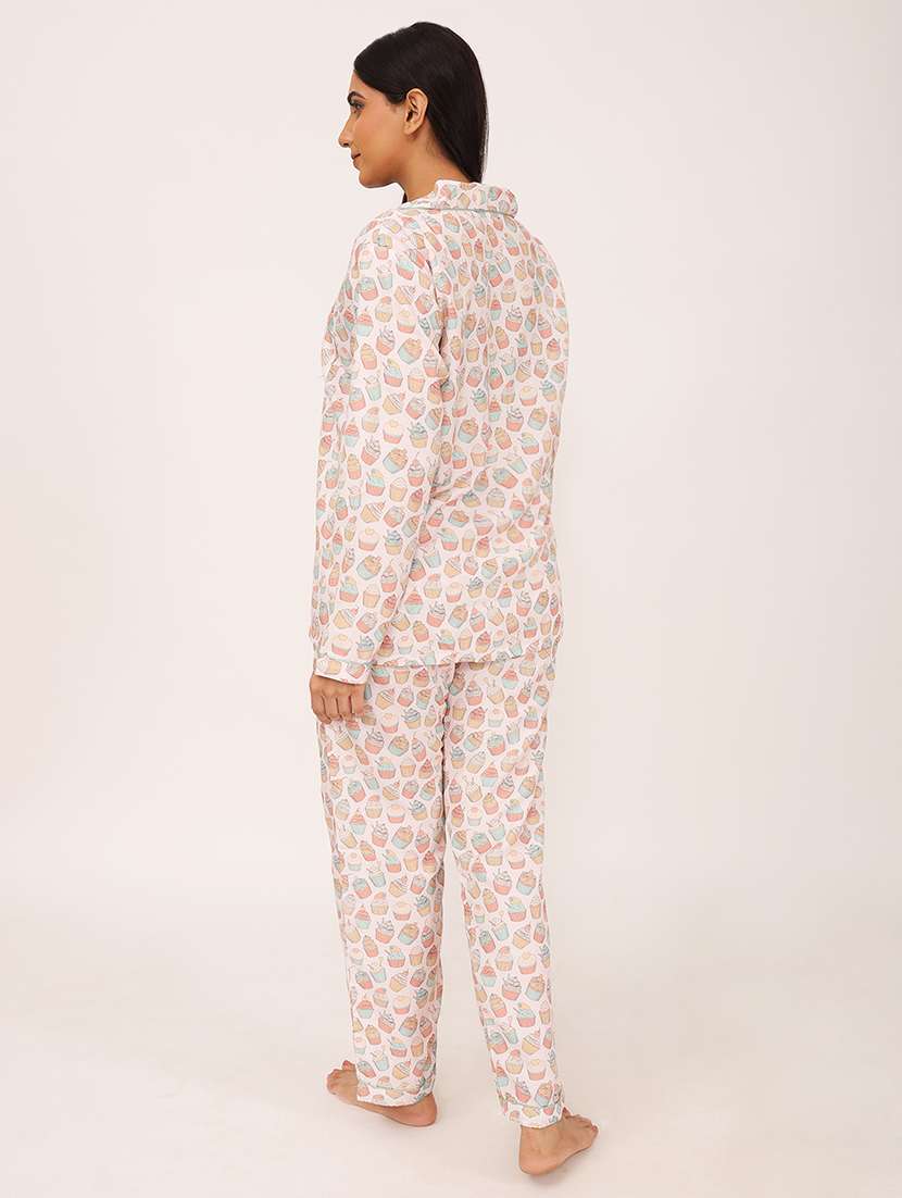 women printed long sleeve nightwear pyjama set - 22101535 -  Standard Image - 2