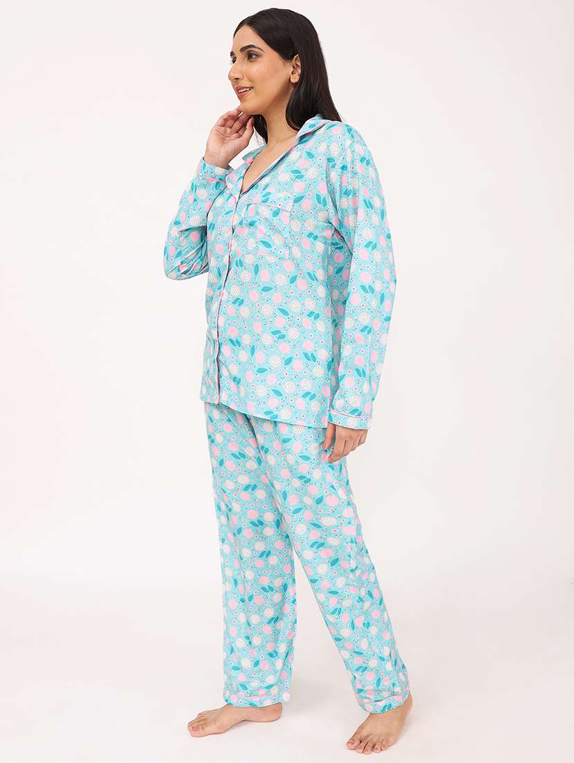 women printed long sleeve nightwear pyjama set - 22101537 -  Standard Image - 2
