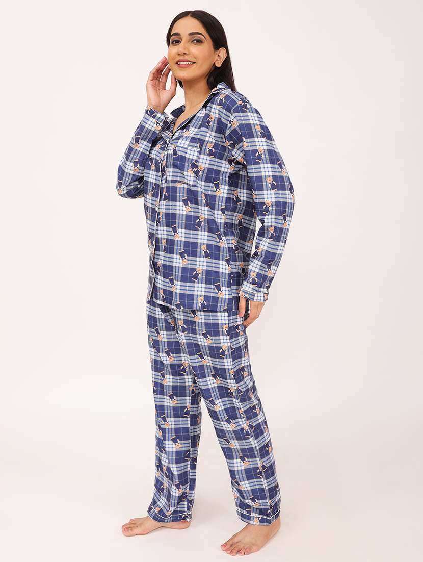 women printed long sleeve nightwear pyjama set - 22101538 -  Standard Image - 2