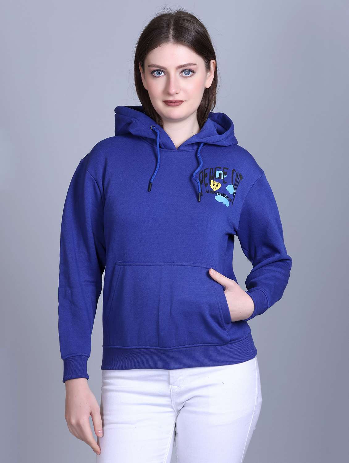 women printed long sleeve hooded sweatshirt - 22101602 -  Standard Image - 2