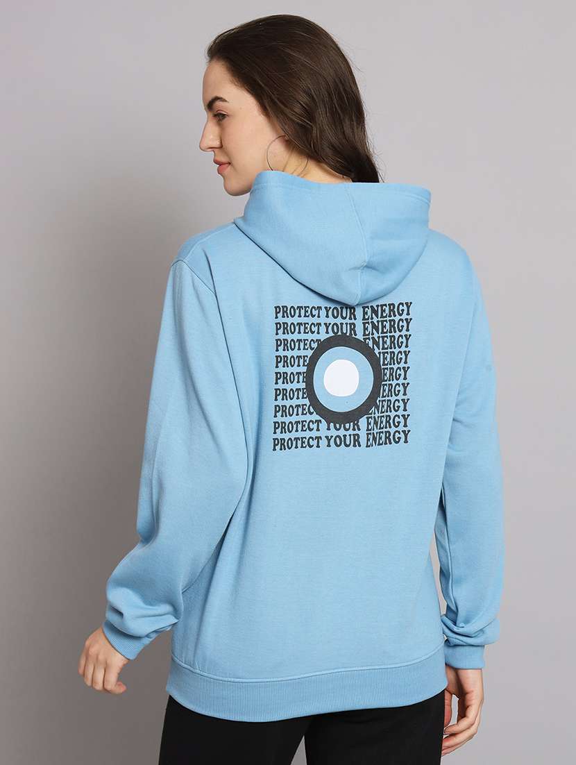 women printed long sleeve hooded sweatshirt
