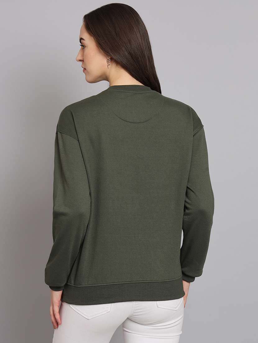 women tapered round neck long sleeve sweatshirt - 22101619 -  Standard Image - 2