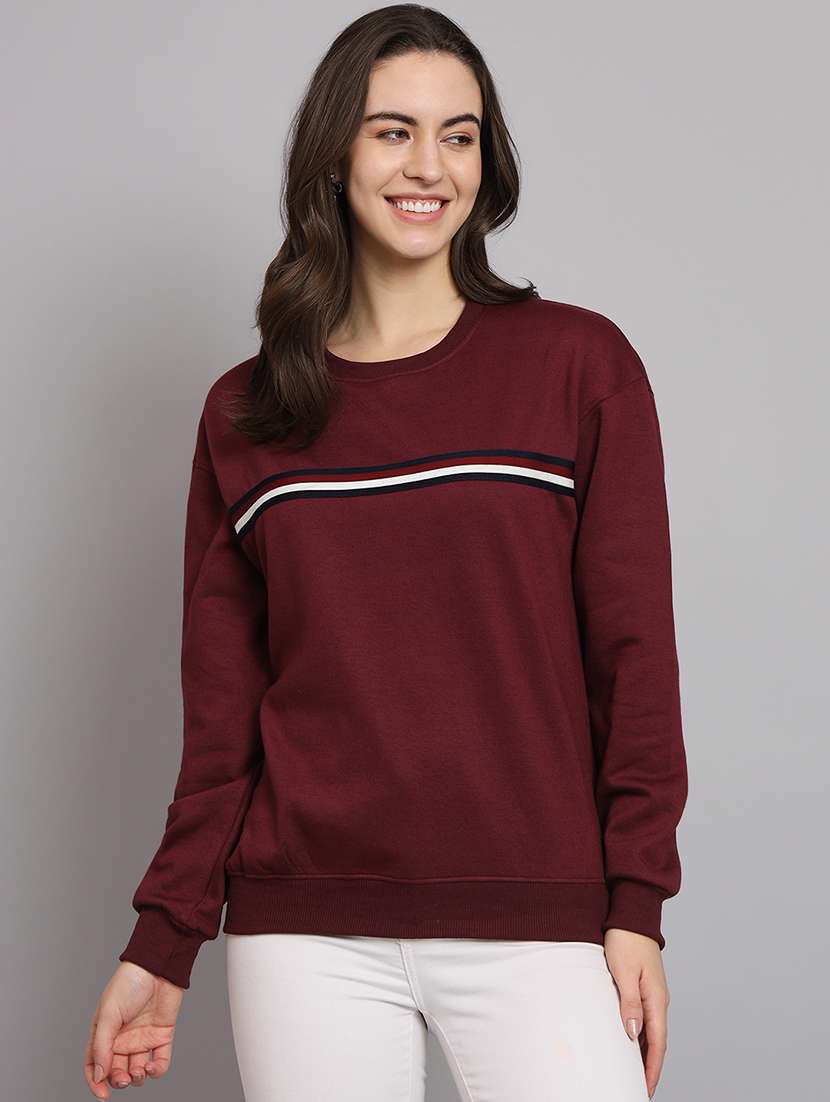 women tapered round neck long sleeve sweatshirt