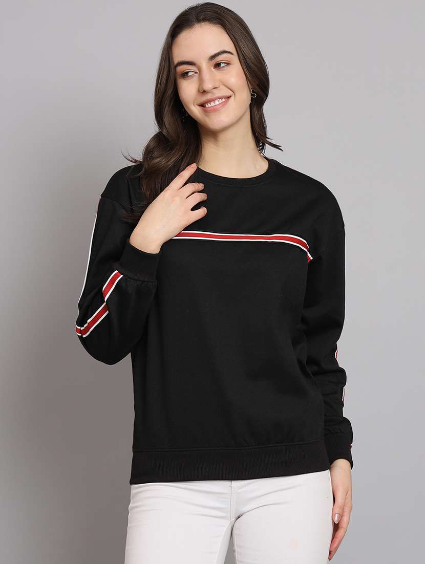 women tapered round neck long sleeve sweatshirt