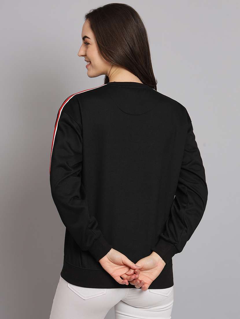women tapered round neck long sleeve sweatshirt - 22101625 -  Standard Image - 2