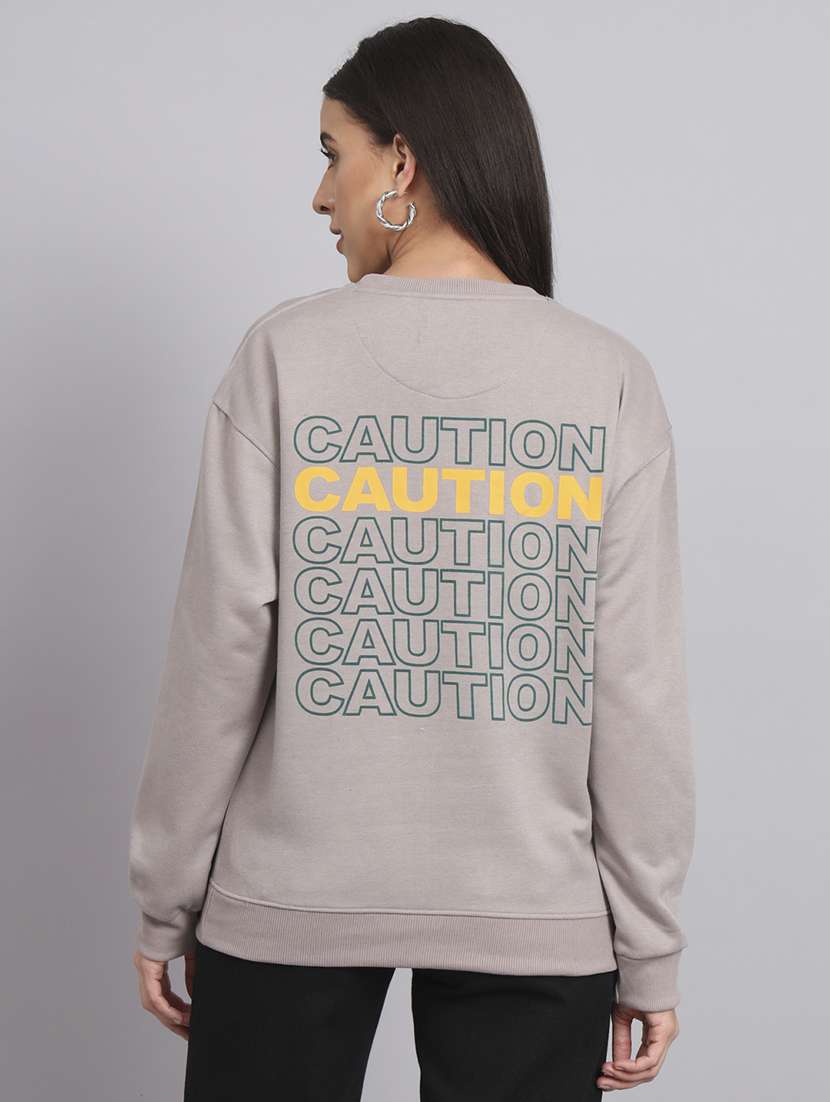 women printed round neck long sleeve sweatshirt