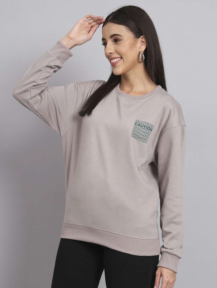 women printed round neck long sleeve sweatshirt - 22101631 -  Standard Image - 2