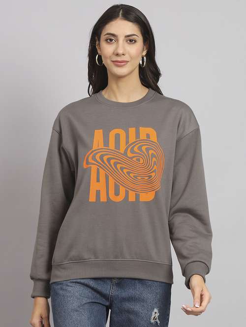 women printed round neck long sleeve sweatshirt - 22101637 -  Standard Image - 0