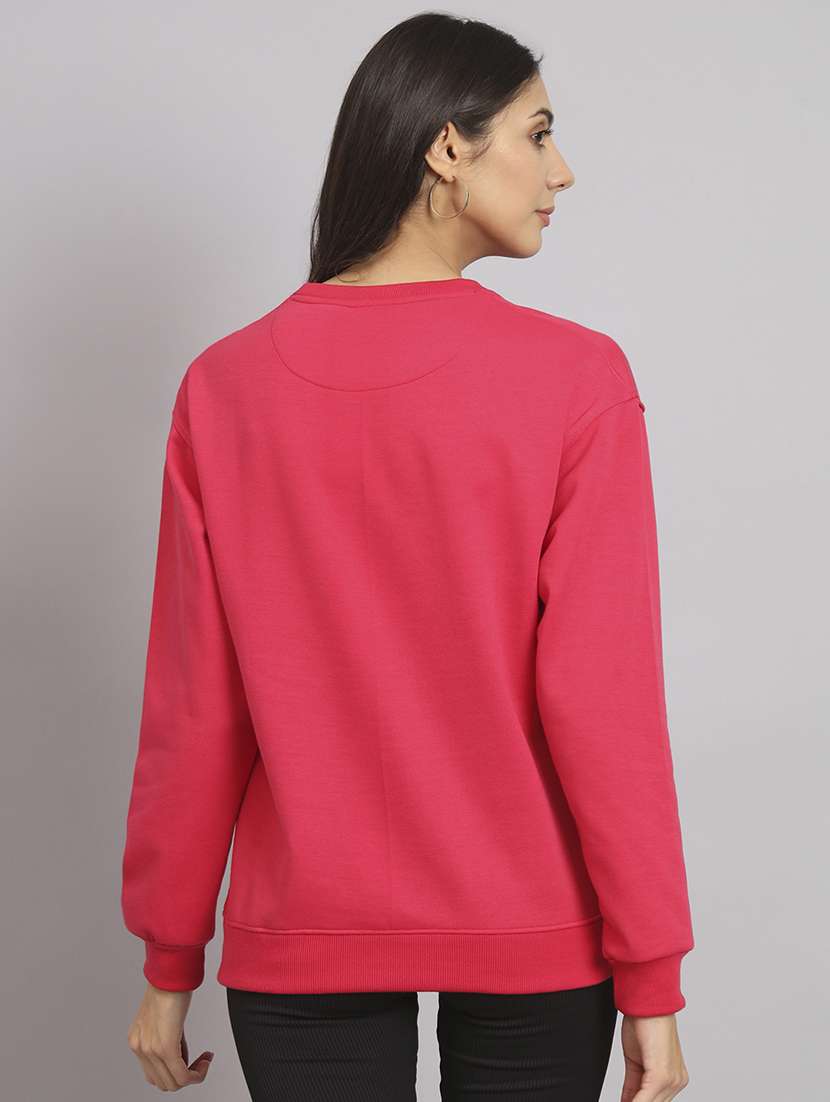 women solid round neck long sleeve sweatshirt - 22101639 -  Standard Image - 2