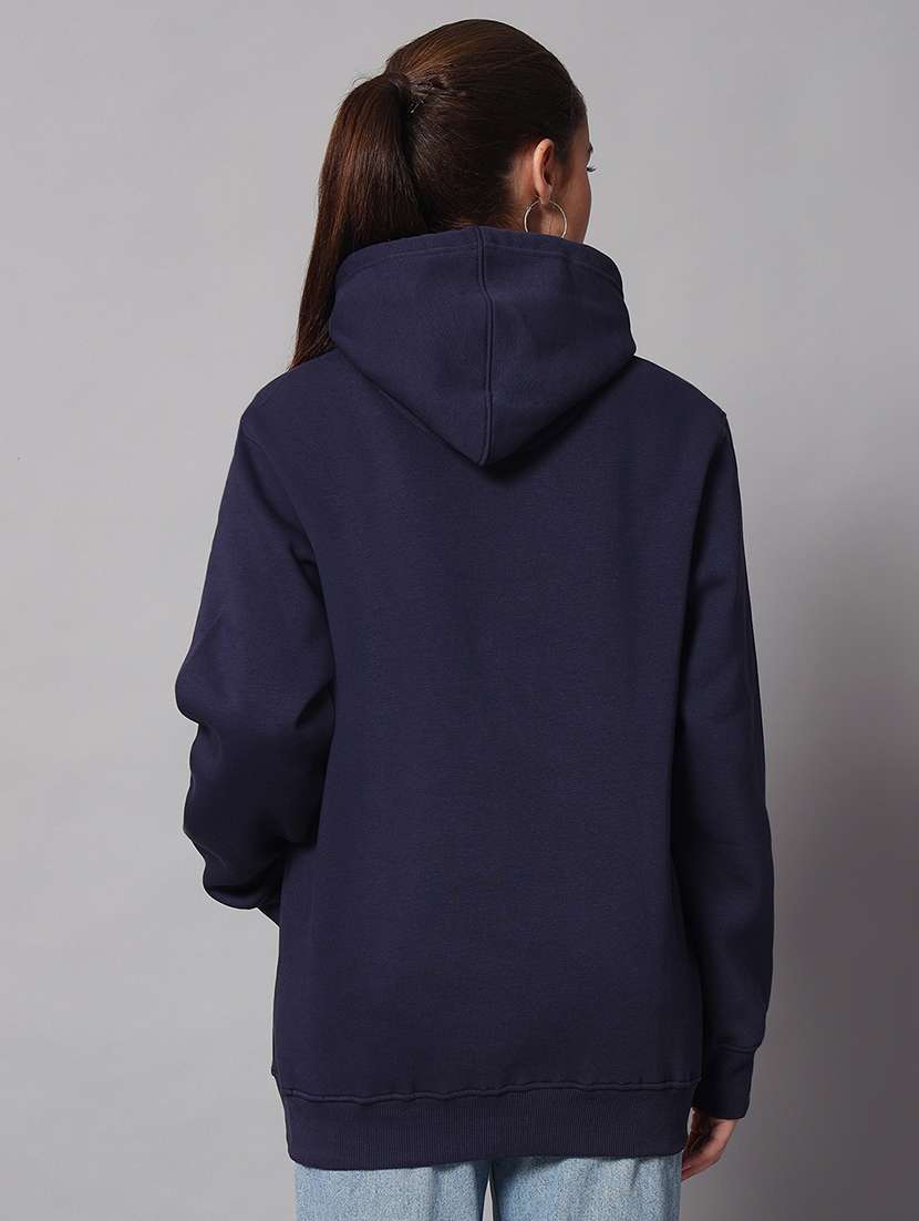 women solid long sleeve hooded sweatshirt - 22101648 -  Standard Image - 2