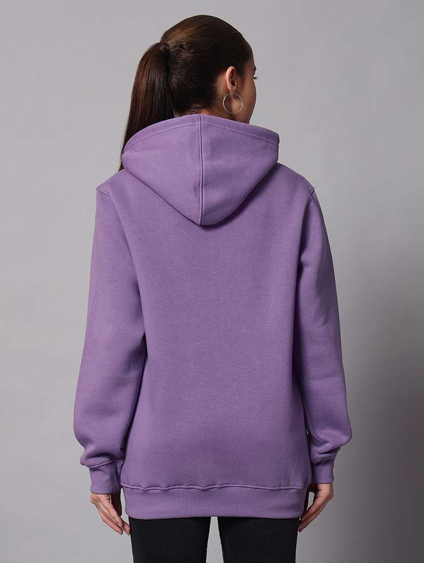 women solid long sleeve hooded sweatshirt - 22101652 -  Standard Image - 2