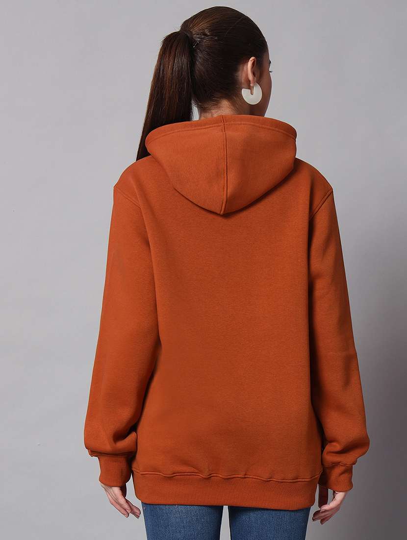 women solid long sleeve hooded sweatshirt - 22101654 -  Standard Image - 2