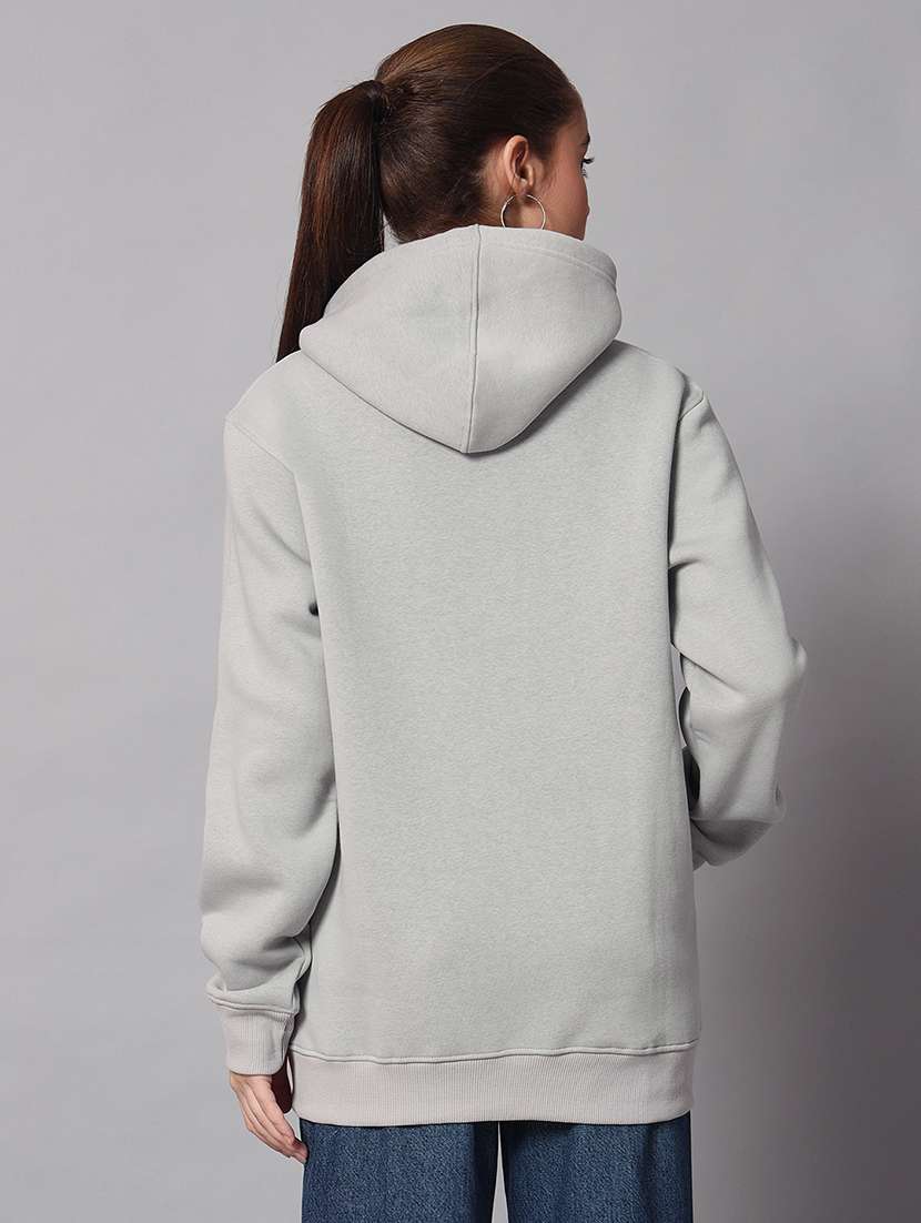 women solid long sleeve hooded sweatshirt - 22101660 -  Standard Image - 2