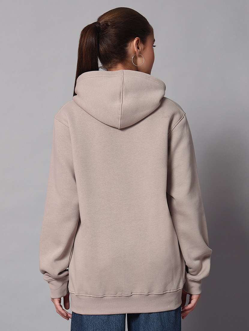 women solid long sleeve hooded sweatshirt - 22101661 -  Standard Image - 2