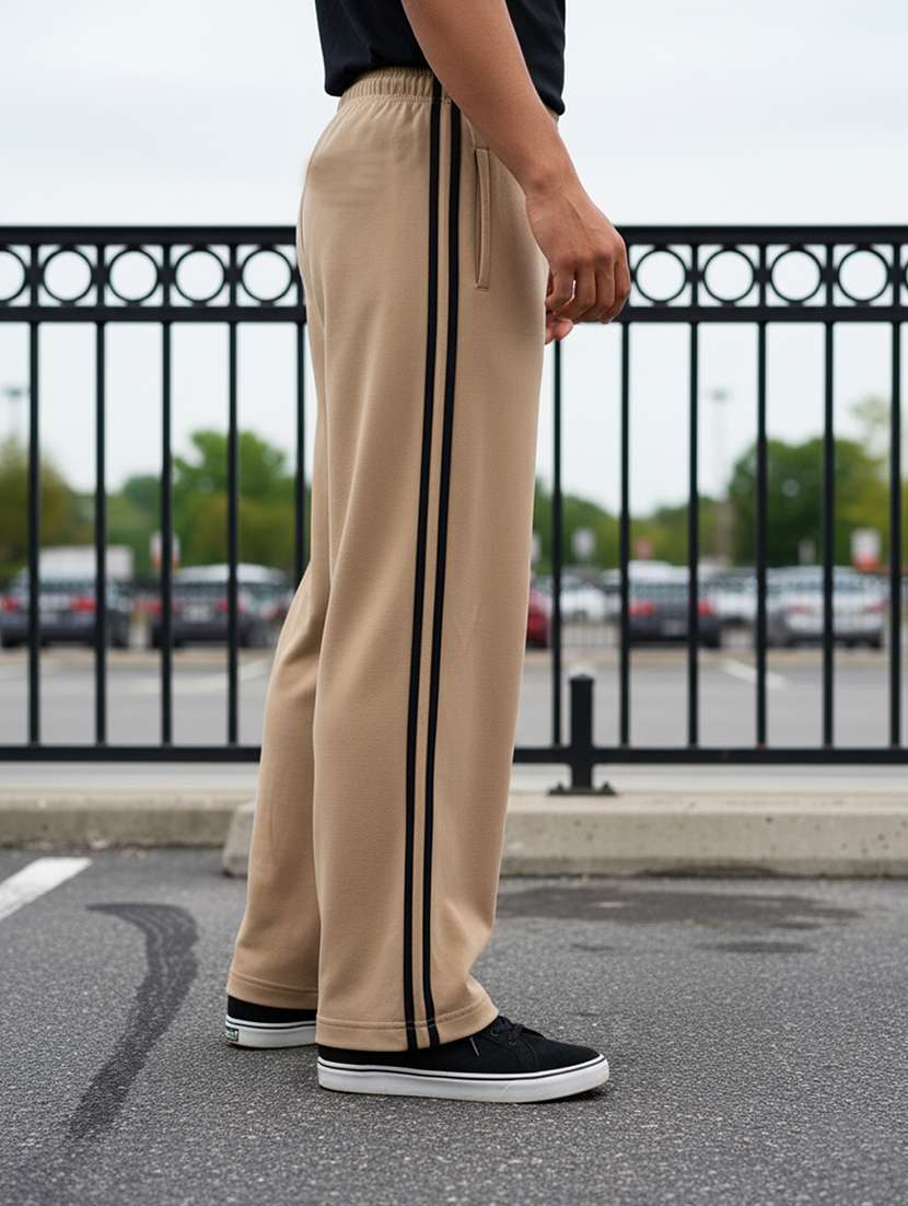 men side taped mid rise full length track pant - 22101691 -  Standard Image - 2
