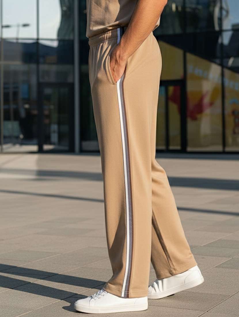 men side taped mid rise full length track pant - 22101694 - Standard Image - 2