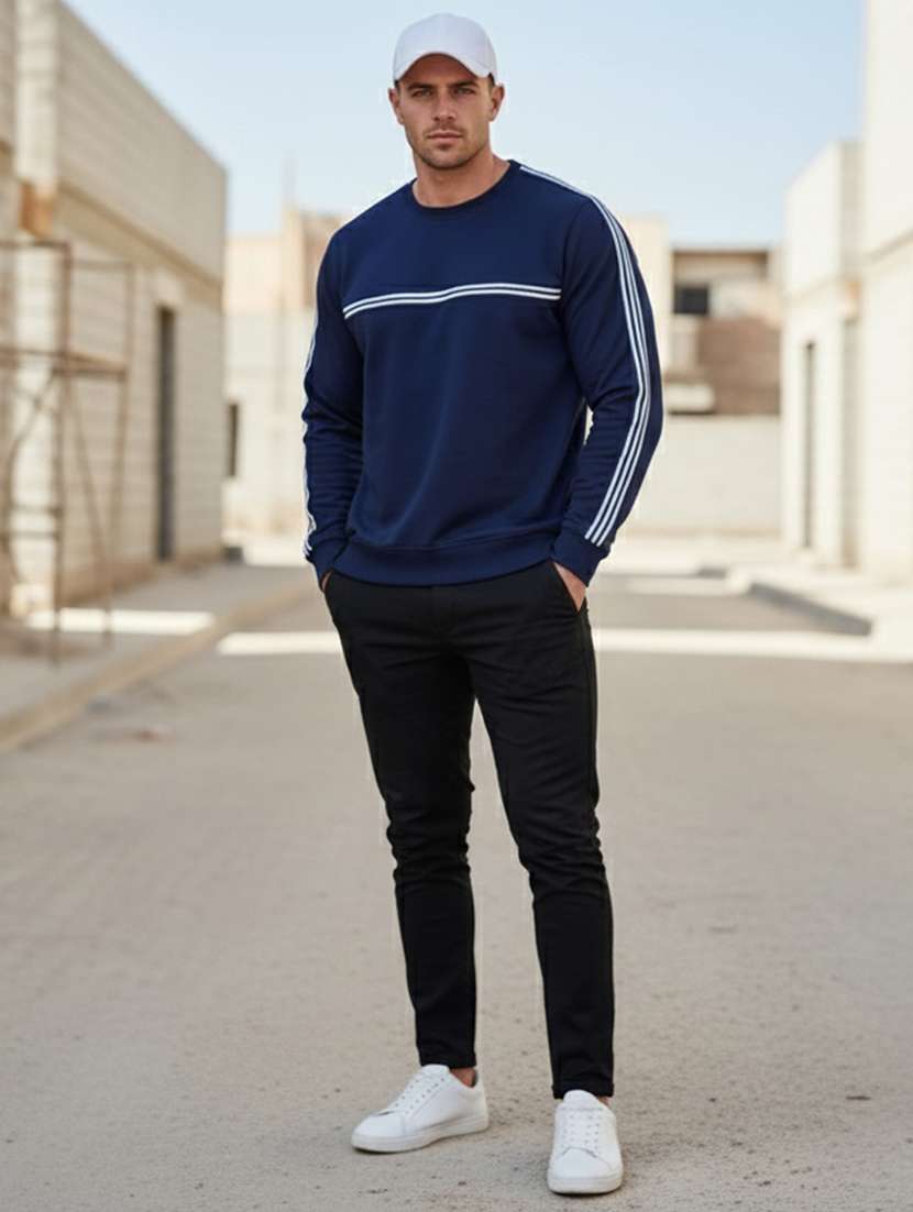 men taped long sleeve regular fit sweatshirt - 22101714 -  Standard Image - 2